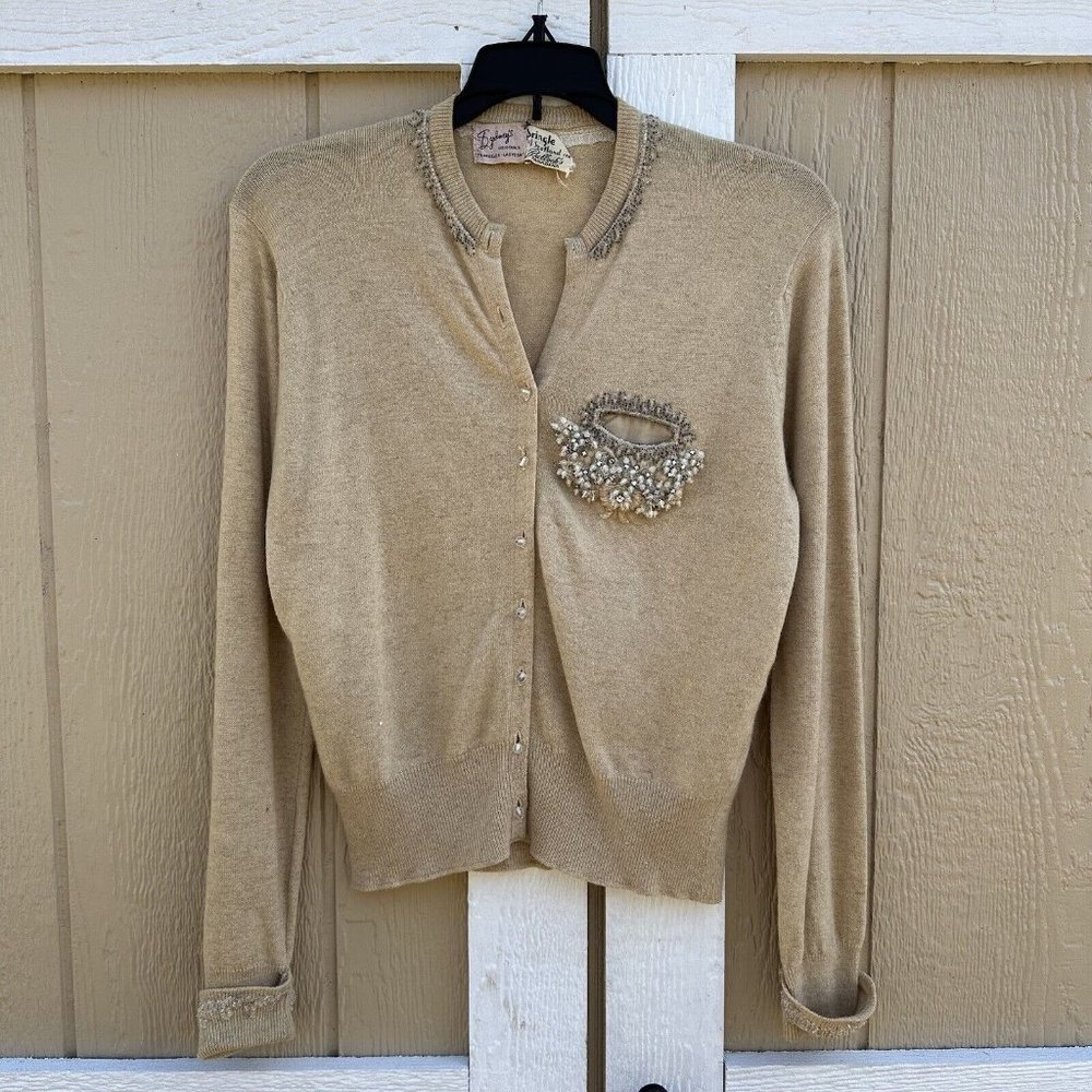 Vintage Pringle of Scotland Beaded Cardigan Sweater Size XS/Small